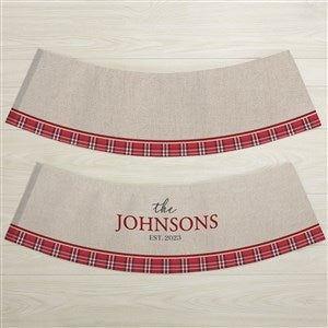 Grey Plaid Evergreen Personalized Stocking - Red Maple Wood Tag