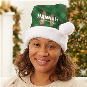Name Meaning Plaid Personalized Adult Santa Hat - 44143-A