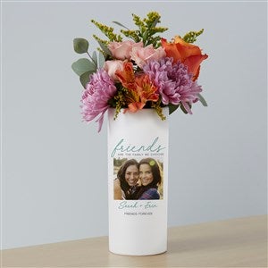 Friends Are The Family We Choose Photo Personalized White Flower Vase - 44208-P
