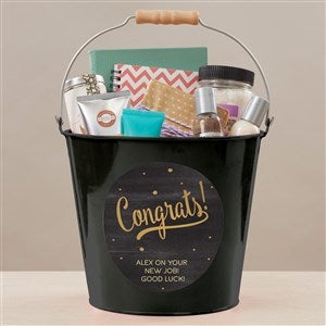 Congratulation Personalized Large Metal Bucket-Black - 44217-BL