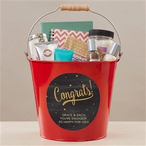 Congratulation Personalized Large Metal Bucket-Red - 44217-RL