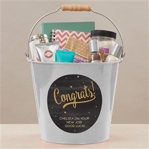 Congratulation Personalized Large Metal Bucket-Silver - 44217-SL