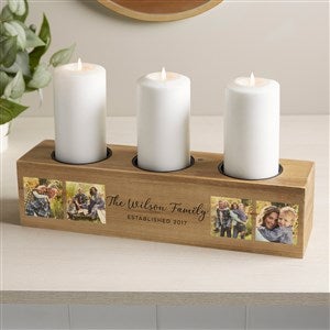 Personalized Photo Wood Pillar Candle Holder - 44354