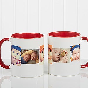 5 Photo Collage Personalized Coffee Mug 11oz.- Red - 4463-R
