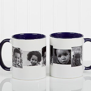 5 Photo Collage Personalized Coffee Mug 11oz.- Blue - 4463-BL