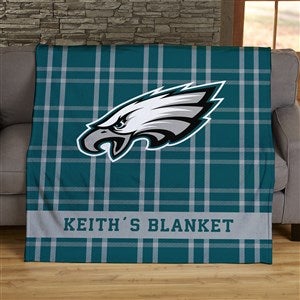 NFL Plaid Pattern Philadelphia Eagles Personalized 50x60 Plush Fleece Blanket - 44652-F