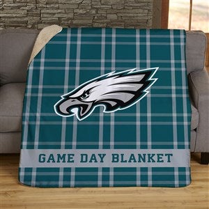 NFL Plaid Pattern Philadelphia Eagles Personalized 50x60 Sherpa Blanket - 44652-S