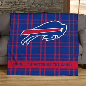 NFL Plaid Pattern Buffalo Bills Personalized 50x60 Plush Fleece Blanket - 44653-F