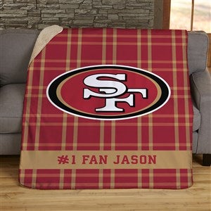 NFL Plaid Pattern San Francisco 49ers Personalized 60x80 Sherpa Blanket - 44656-SL