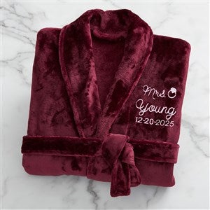 Bride Bling Wedding Embroidered Luxury Fleece Robe- Maroon - 44664-M