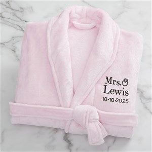 Bride Bling Wedding Embroidered Luxury Fleece Robe- Pink - 44664-P