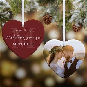 Simply Us Personalized Wedding Heart Ornament- 3.25quot; Glossy - 2 Sided - 44685-2