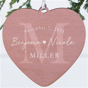 Simply Us Personalized Wedding Heart Ornament- 4quot; Wood - 1 Sided - 44685-1W