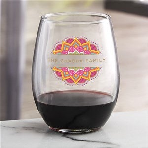 Diwali Personalized Stemless Wine Glass - 44740-S