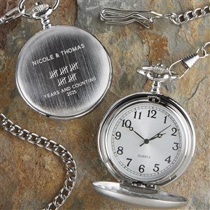 Anniversary Tally Engraved Silver Pocket Watch - 44759-N