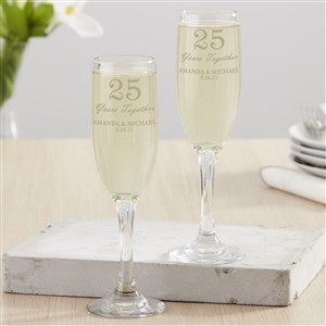 Years Together Anniversary Personalized Champagne Flute Set - 44943