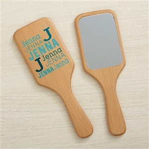 Trendy Repeating Name Personalized Wooden Hand Mirror - 44960-M