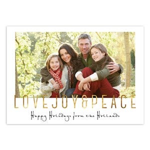 Love Joy  Peace Foil Christmas Photocard - 45015D
