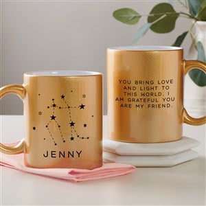 Zodiac Constellations Personalized 11 oz. Gold Glitter Coffee Mug - 45202-G