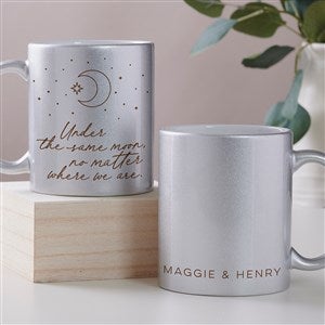 Under The Same Moon Personalized 11 oz. Silver Glitter Coffee Mug - 45205-S