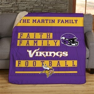 NFL Faith  Family Minnesota Vikings Personalized 50x60 Sherpa Blanket - 45334-S