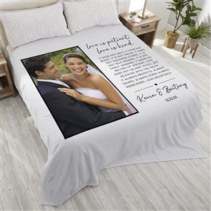 Love is Patient Personalized 90x108 Plush King Fleece Photo Blanket - 45392-K