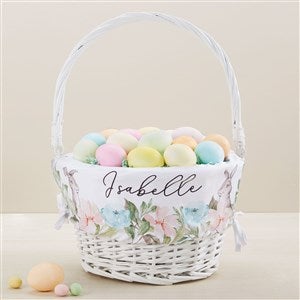 Floral Bunny Personalized Easter Basket - White - 45537-W