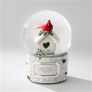 Engraved Memorial Cardinal on House Snow Globe - 45542