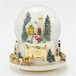 Engraved Large Colorful Village with Train Snow Globe - 45546