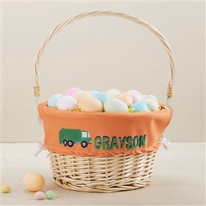 Construction & Monster Personalized Natural Easter Basket with Folding Handle - 45580-N
