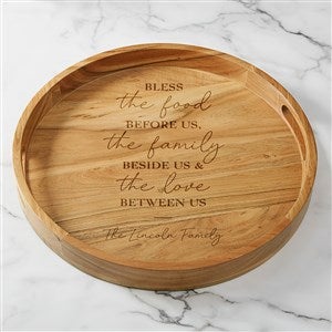 Bless the Food Before Us Engraved Acacia Wood Round Serving Tray - 45604