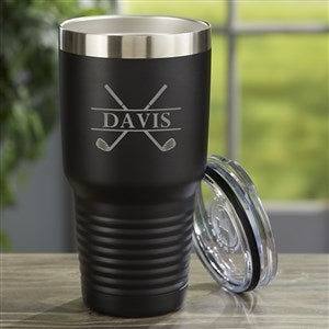 Crossed Clubs Personalized 30 oz. Stainless Steel Tumbler- Black - 45647-B