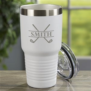 Crossed Clubs Personalized 30 oz. Stainless Steel Tumbler- White - 45647-W