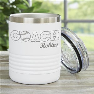 Coach Personalized 10 oz Vacuum Insulated Stainless Steel Tumbler- White - 45651-W