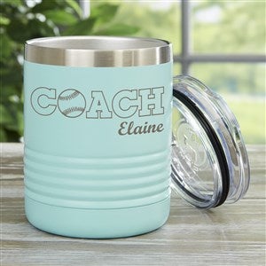 Coach Personalized 10 oz Vacuum Insulated Stainless Steel Tumbler- Teal - 45651-T