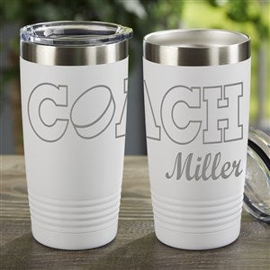 Coach Personalized 20 oz Vacuum Insulated Stainless Steel Tumbler- White - 45652-W