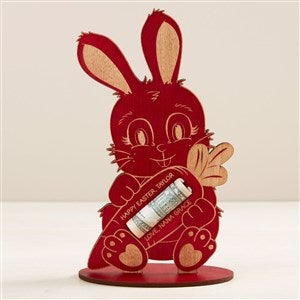 Easter Bunny Personalized Wood Money Holder - Red - 45695-R