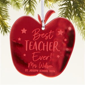 Best Teacher Personalized Apple Christmas Ornament - Red - 45719-R