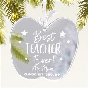 Best Teacher Personalized Apple Christmas Ornament - Silver - 45719-S