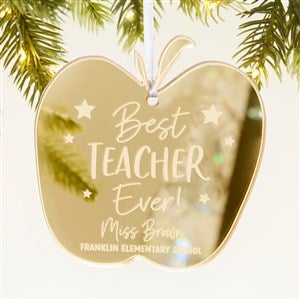 Best Teacher Personalized Apple Christmas Ornament - Gold - 45719-G