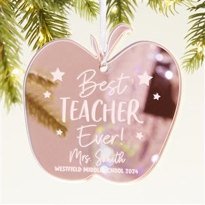 Best Teacher Personalized Apple Christmas Ornament - Rose Gold - 45719-RG