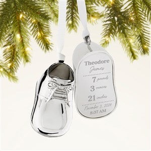 Tiny Blessing Personalized Silver Baby Bootie Metal Ornament - 45762