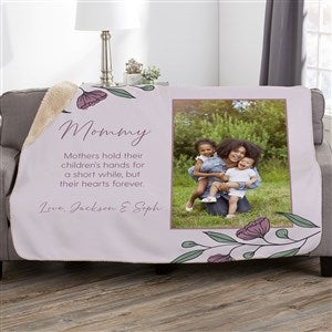 Floral Message for Mom Personalized Fleece Sherpa Blanket - 60x80 - 45896-SL
