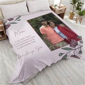 Floral Message for Mom Personalized Fleece Blanket - King - 45896-K