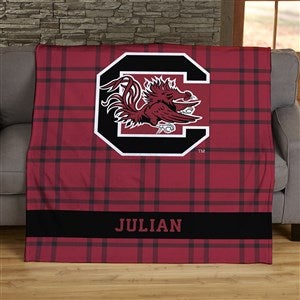 NCAA Plaid South Carolina Gamecocks Personalized 50x60 LW Fleece Blanket - 45958-LF