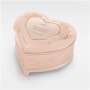Engraved Rose Gold Heart  Vines Musical Box - 45996