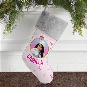 Merry & Bright Barbie™ Personalized Grey Faux Fur Christmas Stockings - 46010-GF