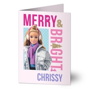 Merry  Bright Barbie™ Personalized Christmas Greeting Card - 46012