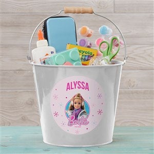 Merry  Bright Barbie™ Personalized Christmas Large Treat Bucket-White - 46018-WL
