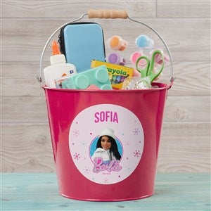 Merry  Bright Barbie™ Personalized Christmas Large Treat Bucket-Pink - 46018-PL